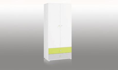 florian 2 door 2 draw wardrobe - White Lime and Silver