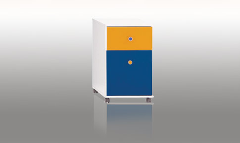 florian 2 draw bedside table - White Blue and Orange