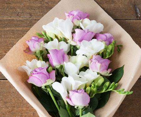 Flowers Direct Lilac Roses and White Freesia
