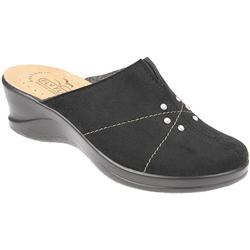 Fly Flot Female Flyl814 Textile Nubuck Upper Leather insole Lining Comfort House Mules and Slippers in Black