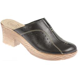 Fly Flot Female Honor Leather Upper Leather Lining Clogs in Black