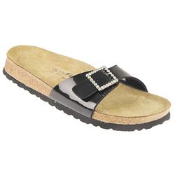 Fly Flot Female Pinefly903 Leather Lining Adjustable Mules in Black Patent