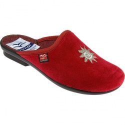 Fly Flot Womens Star Textile Upper Textile Lining Comfort House Mules and Slippers in Black, Red