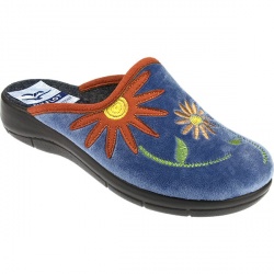 Fly Flot Womens Wave Textile Upper Textile Lining Comfort House Mules and Slippers in Blue, Navy