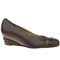 Fly London Female Brill Bali Pump Leather Upper Evening in Dark Brown, Yellow