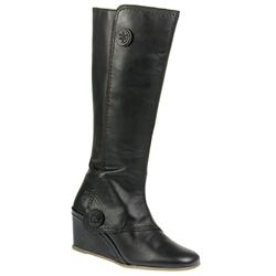 Fly London Female Doris Leather Upper Textile Lining Fashion Boots in Black