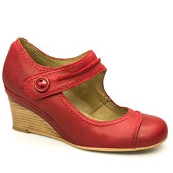 Fly London Female Level Loll Bar Pump Leather Upper Evening in Red