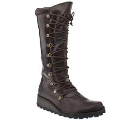 Fly London Female Minx Maos Lace Up Calf Boot Leather Upper Casual in Dark Brown