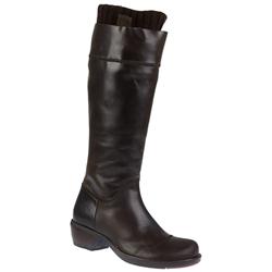 Fly London Female Mona Leather Upper Textile Lining Fashion Boots in Dark Brown