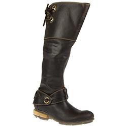 Fly London Female Tack Leather Upper Textile Lining Fashion Boots in Dark Brown