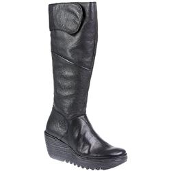 Fly London Female Yule Leather Upper Textile Lining Fashion Boots in Black