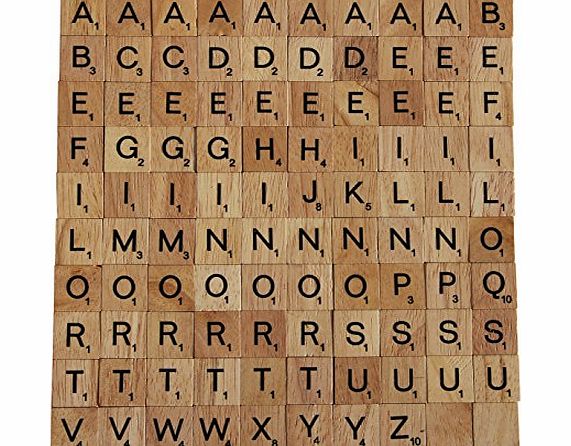 Flyingstart Full Set of Wooden Scrabble Tiles - 100 Replacement Tiles