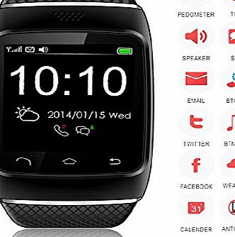New S12 Bluetooth Smart Wristband Watch Phone with Pedometer/Recording/MMS/SMS/Alarm/Kcal for IOS Apple iPhone 5S,5,4S,4 Android Samsung S5,S4,S3,S2,Note 3,Note 2(IOS System Can Use Parti