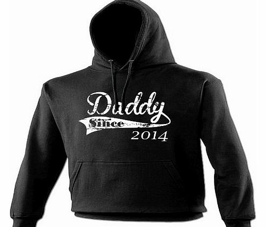 DADDY SINCE ... ANY YEAR (DISTRESSED STYLE LOGO) (XL - BLACK) NEW PREMIUM HOODIE - 2009 2010 2011 2012 made in legend established Slogan Funny Novelty Vintage retro top clothes Unisex Mens Ladies Wome