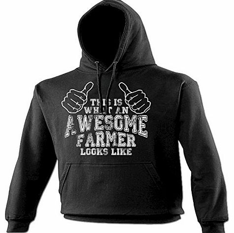 Fonfella Slogans THIS IS WHAT AN AWESOME FARMER LOOKS LIKE (S - BLACK) NEW PREMIUM HOODIE - slogan funny clothing jok
