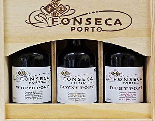 Fonseca 3 x 5cl Port Miniatures Gift Set in wood (Tawny, Ruby, White)