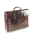 Brown Croc-Embossed Leather Briefcase