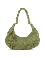 Olive Green Quilted Nappa Leather East/West Hobo Bag
