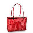 Red Crocodile Stamped Bread Basket Handbag