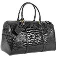 Shiny Black Croco Leather Travel Bag