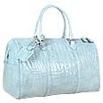 Shiny Sky Blue Croco Leather Travel Bag