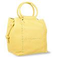 Yellow Soft Leather Drawstring Tote Bag w/Pouch