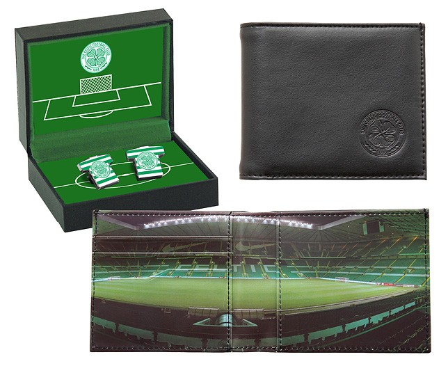 football Cufflinks and Stadium Wallet - Celtic -