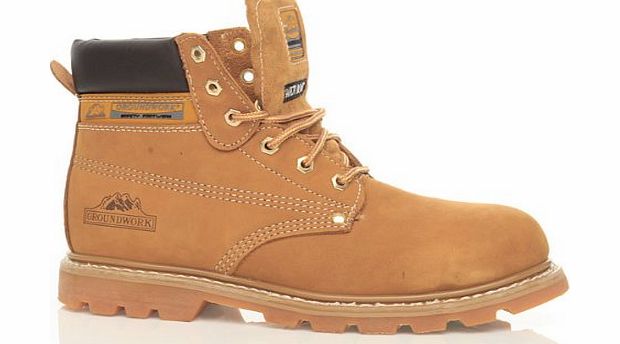 Footwear Sensation New Mens Groundwork Lace Up Steel Toe Safety Ankle Boots Size UK 7 8 9 10 11, Honey UK Size 9
