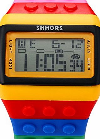 FordEx Group Multi-Color Block Brick Style Wrist Watch with LED Night Light - Yellow