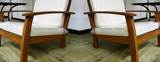 forestfox Set of 2 Wooden Garden Armchair amp; Cushions Relaxer Chair Wide Seat Patio Conservatory
