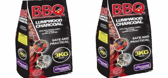 LUMPWOOD CHARCOAL 6KG IN TWO 3KG BAGS . BARBECUE BBQ CHIMINEA FIREPIT FUEL
