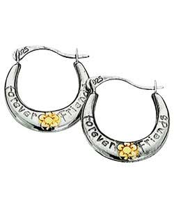 Forever Friends Sterling Silver 2 Colour Creole Earrings