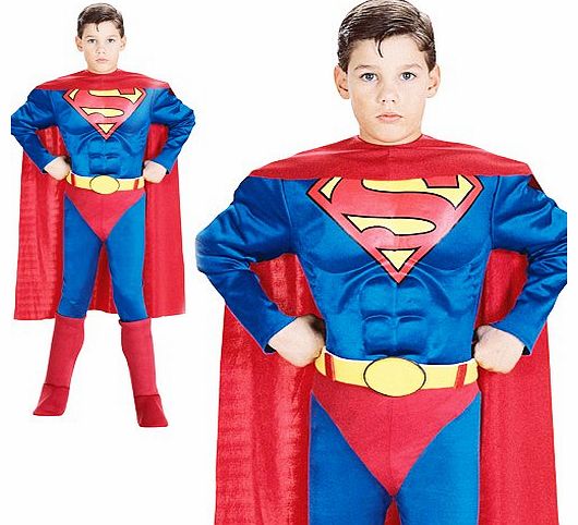 Forever Young Boys Deluxe Padded Muscle Chest Superman Costume (5-7 years)