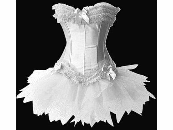 Forever Young Burlesque Moulin Rouge Lolita FANCY DRESS Corset amp; Tutu (UK Size 10, White Corset amp; White Tutu)