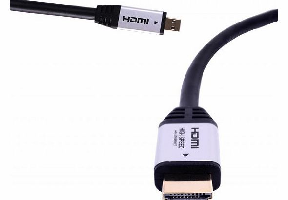 FORSPARK Prime High Speed HDMI CABLE with Ethernet(3 Feet/1 Meter) Metal Silver Case A to D Type Good For Motorola mobile phone, LG P999, Sony Lt26i etc