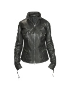 Black Calf Leather Hidden Hood Multi-pocket Jacket