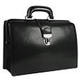 Black Italian Leather Buckled Compact Doctor Bag