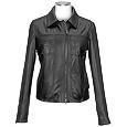 Black Italian Leather Motorcycle-style Zippered Jacket