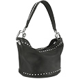 Black Studded Leather Bucket Bag