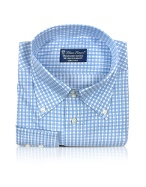 Blue Roses -Sky Blue Checked Button Down Cotton Dress Shirt