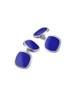 Forzieri Blue Square Sterling Silver Double Sided Cufflinks