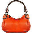 Forzieri Brown & Deep Orange Leather Shoulder Bag
