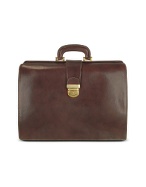 Brown Italian Leather Buckled Large Doctor Bag