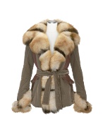 Brown Leather and Fox-Fur Trim Coat
