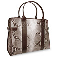 Brown Python-embossed Leather Large Tote Bag