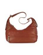 Brown Washed Italian Leather Hobo Bag