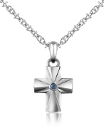 Forzieri Central Sapphire Stainless Steel Cross Pendant Necklace