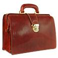 Cognac Italian Leather Buckled Compact Doctor Bag