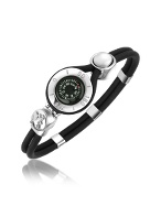 Forzieri Compass Stainless Steel and Rubber Bracelet