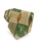 Forzieri Cream Multicolor Patchwork Printed Silk Tie
